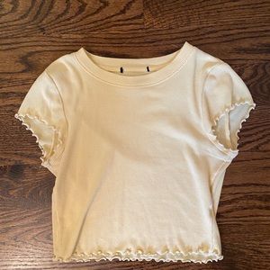 Light Yellow Brandy Melville Cropped T Shirt
